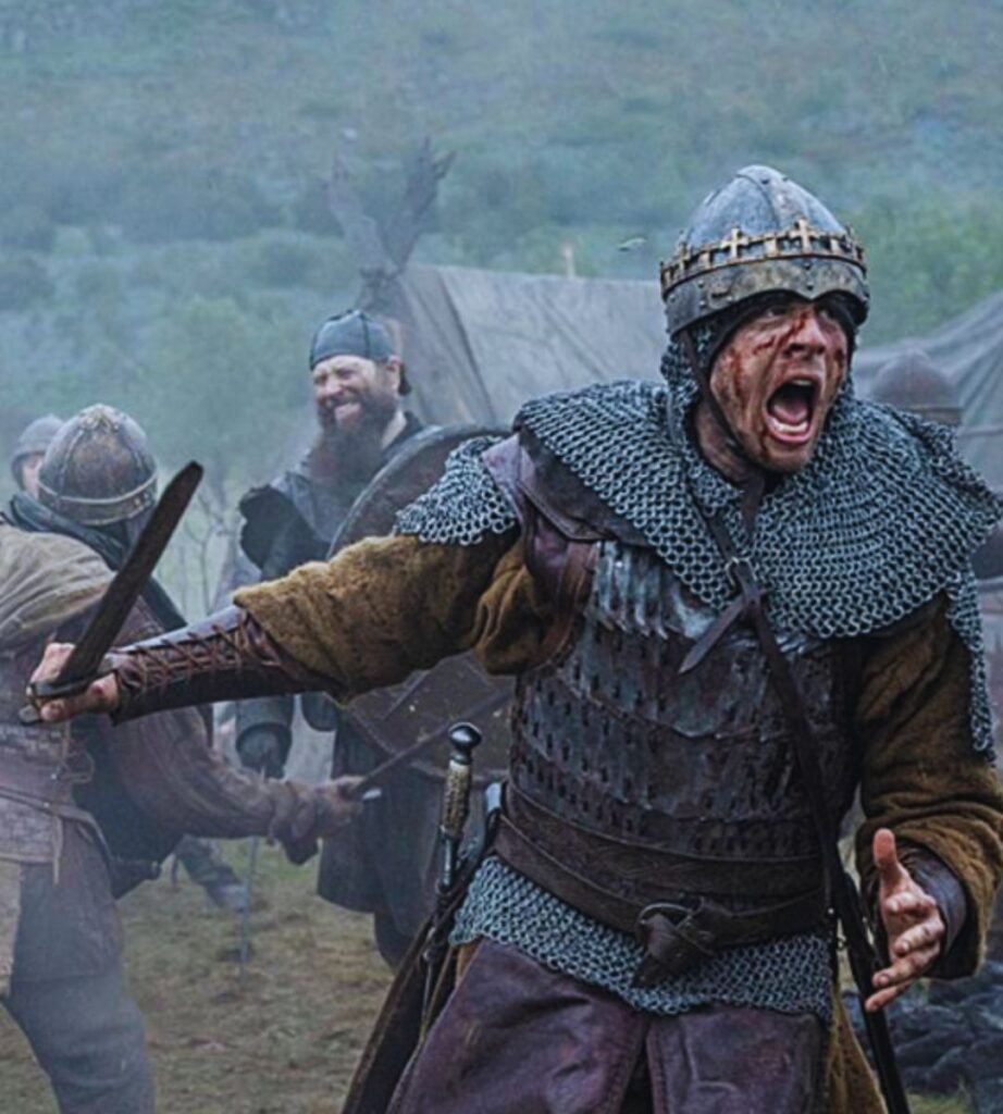 Nikolaj Coster-Waldau as William, Duke of Normandy in King & the Conqueror, historical drama on Prime Video