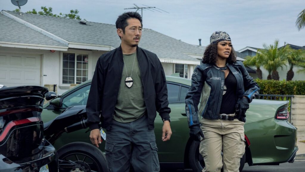 The Rip - Netflix crime thriller Netflix. Teyana Taylor -  Steven Yeun